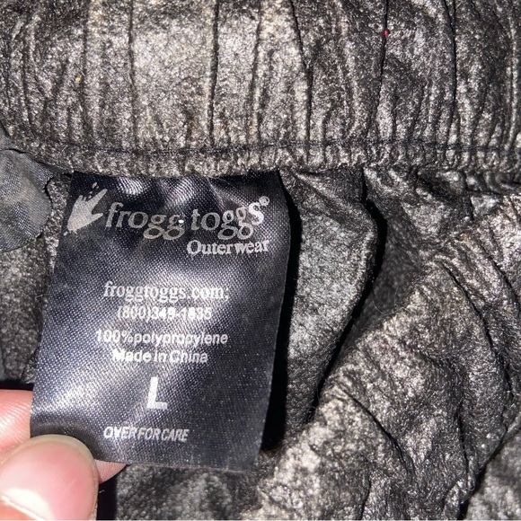 Froggtoggs Outerwear Rain Pants Mens Large Gray Black Pull on Drawstring Waist - Picture 11 of 11